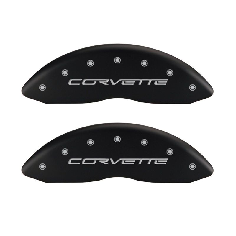 MGP 4 Caliper Covers Engraved Front & Rear C6/Corvette Red finish silver ch - eliteracefab.com