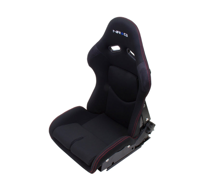 NRG FRP Bucket Seat - Reclinable (Black Cloth w/Red Stiting) - RSC-400BK