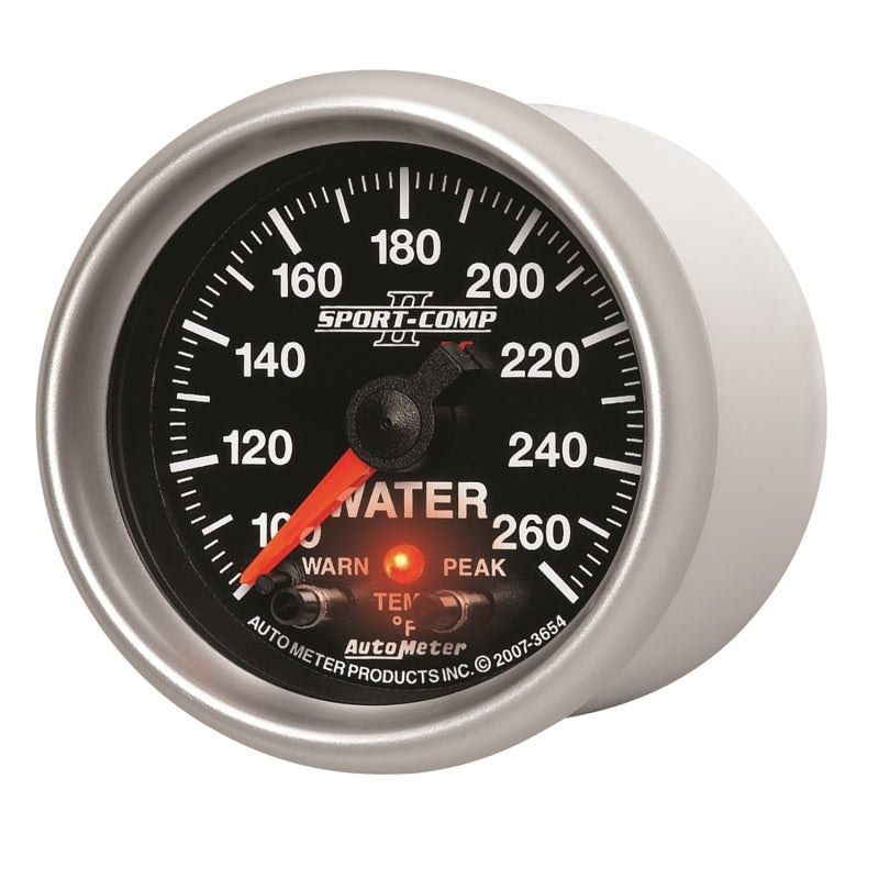 Autometer Sport-Comp II 52.4mm 100-260 Deg F Water Temp Peak & Warn w/ Electronic Control Gauge 3654