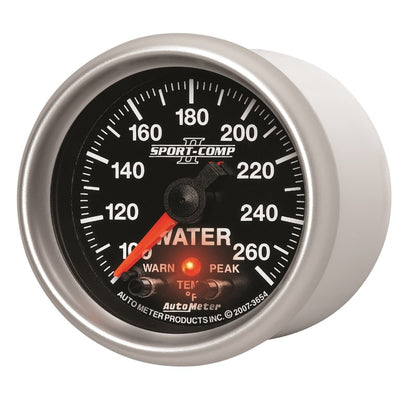 Autometer Sport-Comp II 52.4mm 100-260 Deg F Water Temp Peak & Warn w/ Electronic Control Gauge 3654