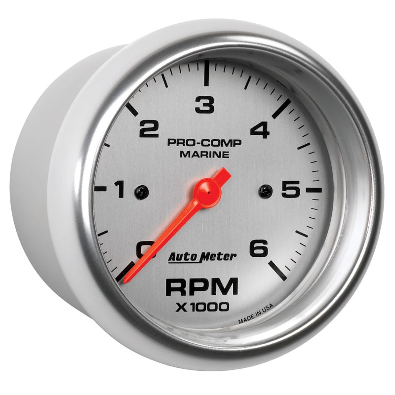 Autometer Marine Silver Ultra-Lite Gauge 3-3/8in Tachometer 6K RPM 200752-33