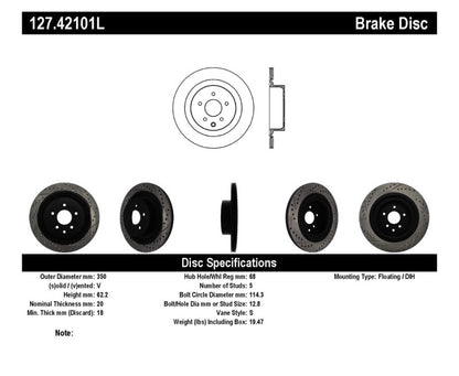 STOPTECH INFINITI G37 / NISSAN 370Z SPORTSTOP SLOTTED & DRILLED REAR LEFT ROTOR, 127.42101L - eliteracefab.com