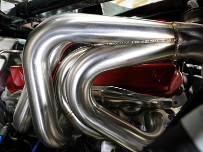 aFe Twisted 304SS Header 2020 Chevy Corvette (C8) 6.2L V8 - Brushed - eliteracefab.com