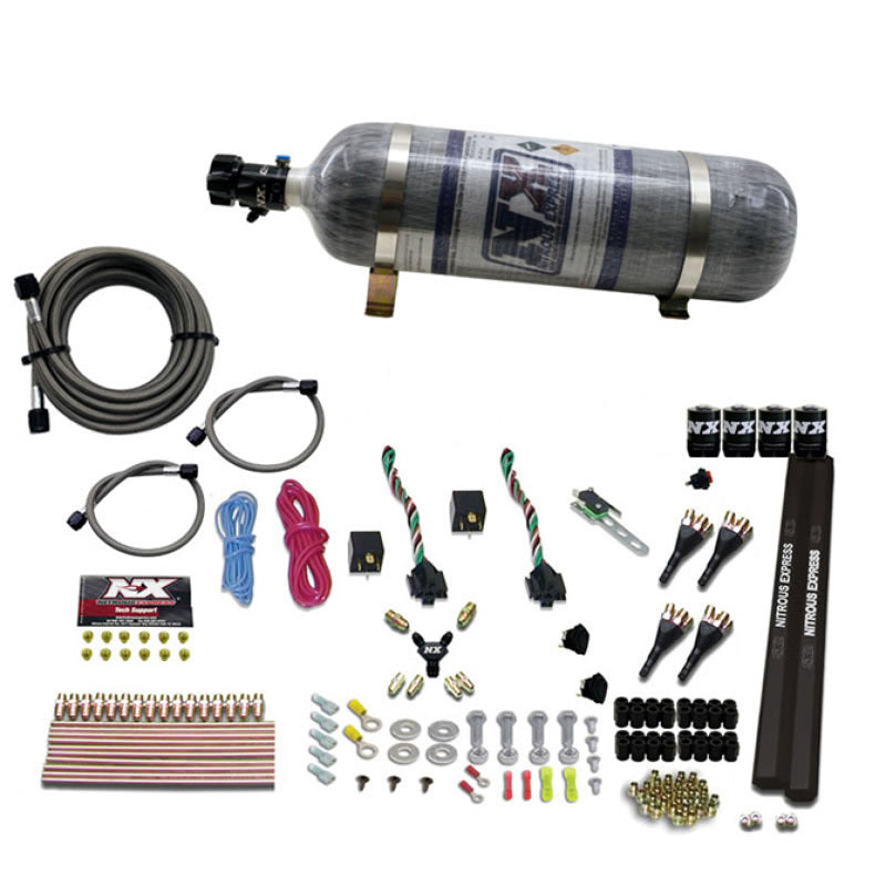 Nitrous Express 4 Cyl SX2 Nozzle Nitrous Kit (100-300HP x 2) w/Composite Bottle