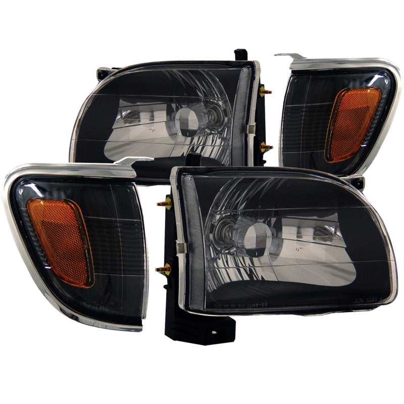 ANZO USA Toyota Tacoma Crystal Headlights Black; 2001-2004 - eliteracefab.com