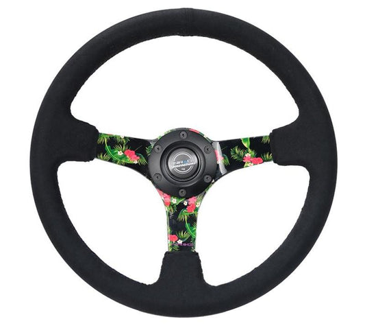 NRG Innovations 350mm Reinforced Solid-Spoke Steering Wheel - Suede - Floral – RST-036TROP-S