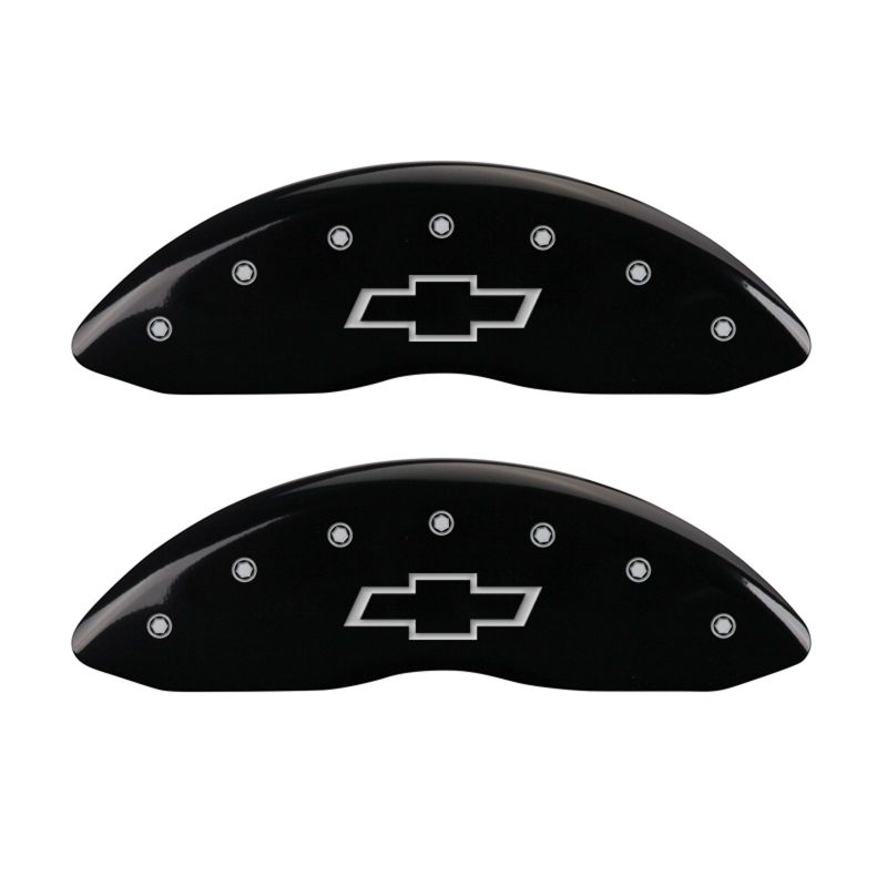 MGP 4 Caliper Covers Engraved F & R Bowtie Black Finish Silver Char 2014 Chevrolet Express 2500 MGP