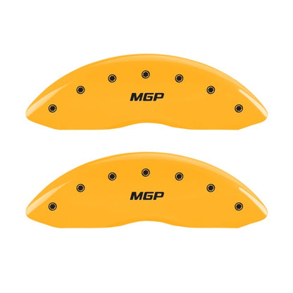 MGP Front set 2 Caliper Covers Engraved Front MGP Yellow finish black ch MGP