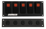 Moroso Rocker Switch Panel - Flat Surface Mount - LED - 2.488in x 6.695in - Five On/Off Switches