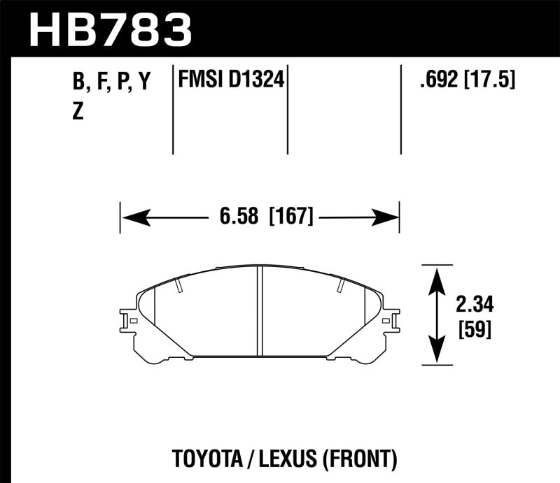 Hawk 08-16 Toyota Highlander Performance Ceramic Street Front Brake Pads - eliteracefab.com