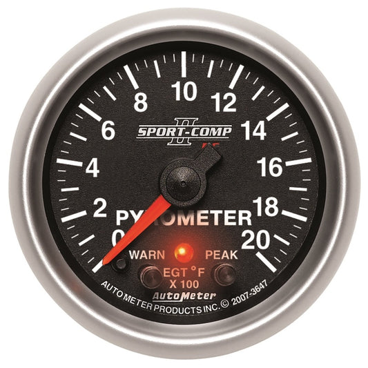 Autometer Elite 52.4mm 0-2000F Pyrometer Peak & Warn w/ Electronic Control Gauge 3647