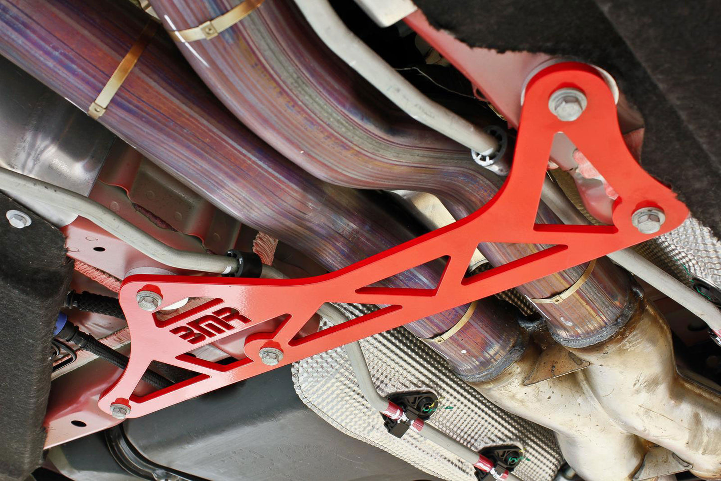 BMR CAMARO DRIVESHAFT TUNNEL BRACE STEEL RED; 2016-2018 - eliteracefab.com