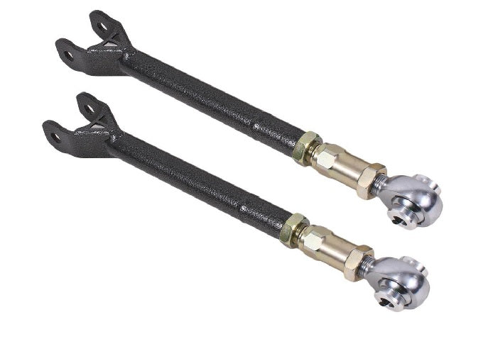 BMR 08-17 CHALLENGER LOWER TRAILING ARMS W/ ON-CAR ADJ. ROD ENDS - BLACK HAMMERTONE - eliteracefab.com