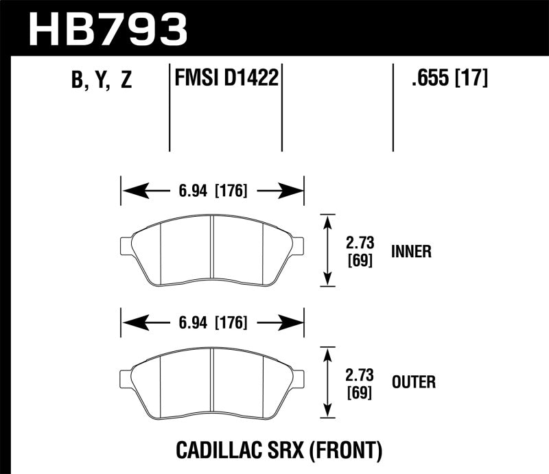 Hawk Performance LTS Front Brake Pads - HB793Y.655