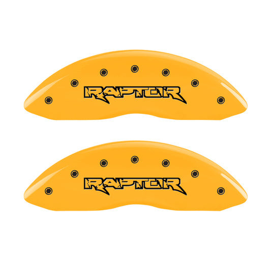 MGP 4 Caliper Covers Engraved Front & Rear Raptor Yellow finish black ch MGP