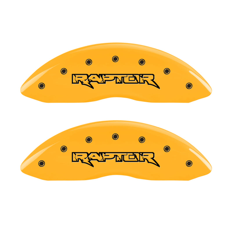 MGP 4 Caliper Covers Engraved Front & Rear Raptor Yellow finish black ch MGP