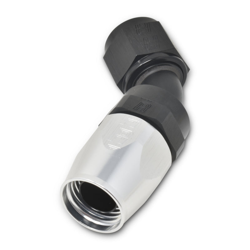 Russell Performance -12 AN Black/Silver 45 Degree Full Flow Hose End