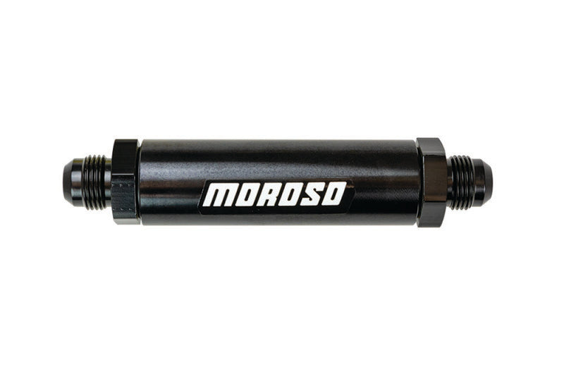 Moroso In-Line Fuel Filter - 6.5in -10An - 40 Micron SS Filter - Aluminum