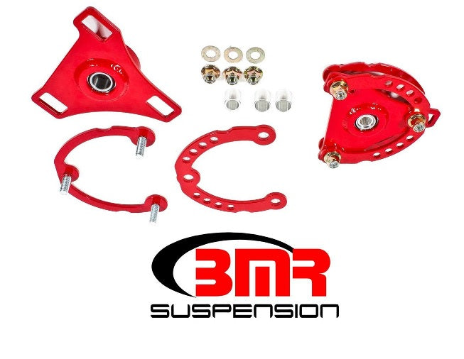 BMR CASTER CAMBER PLATES ADJUSTABLE RED (2015+ MUSTANG) - eliteracefab.com