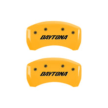 Load image into Gallery viewer, MGP 4 Caliper Covers Engraved Front &amp; Rear Daytona Yellow finish black ch MGP