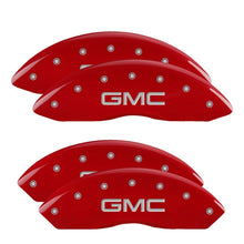 Load image into Gallery viewer, MGP 4 Caliper Covers Engraved Front &amp; Rear GMC Red Finish Silver Char 2011 GMC Savana 2500