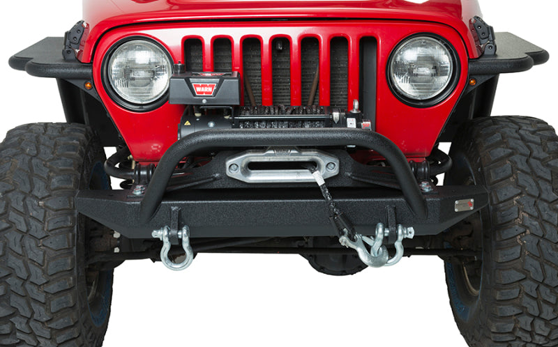 Fishbone Offroad 97-06 Jeep Wrangler TJ Rubicon Front Bumper W/Winch Guard - Blk Textured Powdercoat - eliteracefab.com