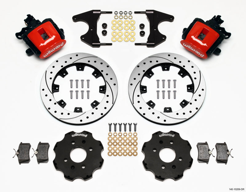 Wilwood Combination Parking Brake Rear Kit 12.19in Drilled Red Civic / Integra Drum 2.46 Hub Offset Wilwood