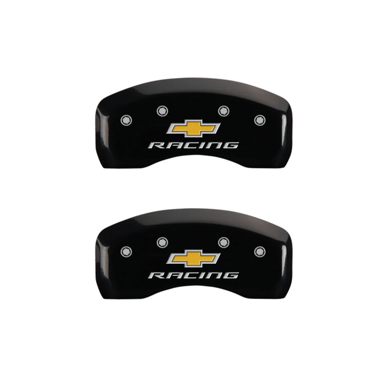 MGP 4 Caliper Covers Engraved Front & Rear Chevy racing Black finish silver ch MGP