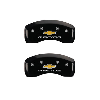 MGP 4 Caliper Covers Engraved Front & Rear Chevy racing Black finish silver ch MGP