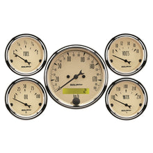 Load image into Gallery viewer, Autometer Antique Beige 5-Gauge Kit 3-1/8in Electrical Speedometer 190KPH - eliteracefab.com