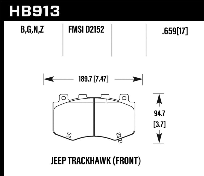 Hawk 18-19 Jeep Grand Cherokee Performance Ceramic Street Front Brake Pads - eliteracefab.com