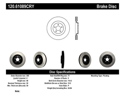 StopTech 07-14 Ford Mustang Cryo-Stop Front Premium Rotor Stoptech