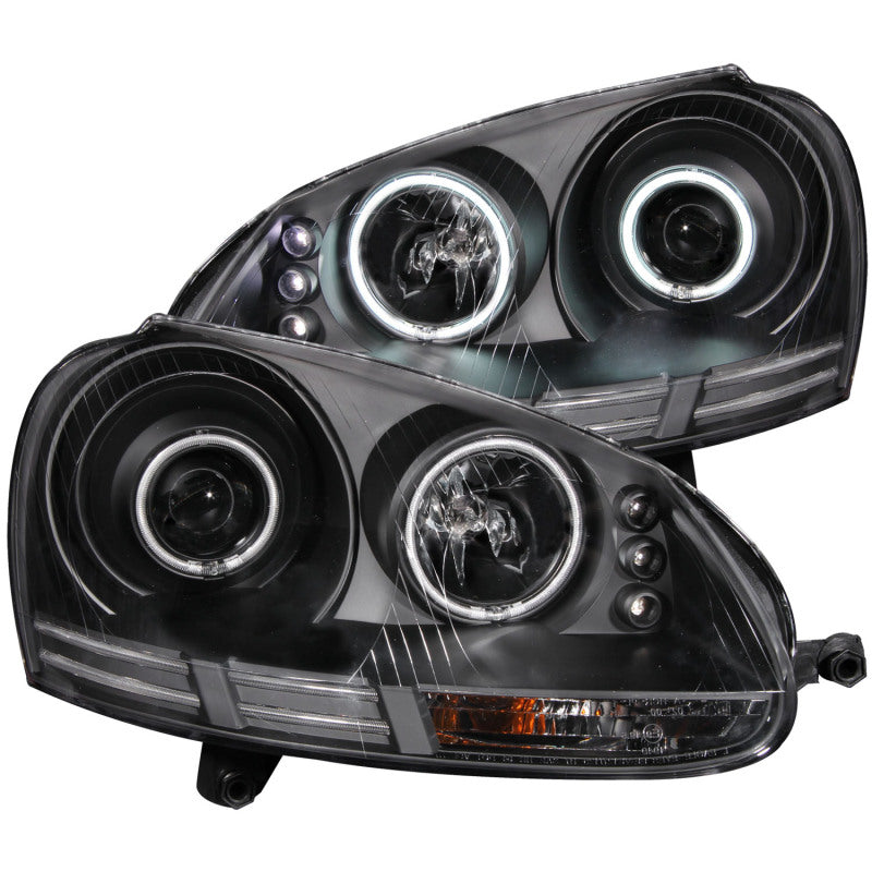 ANZO USA Volkswagen Rabbit Mk5 Projector Headlights W/ Halo Black Ccfl; 2006-2009 - eliteracefab.com