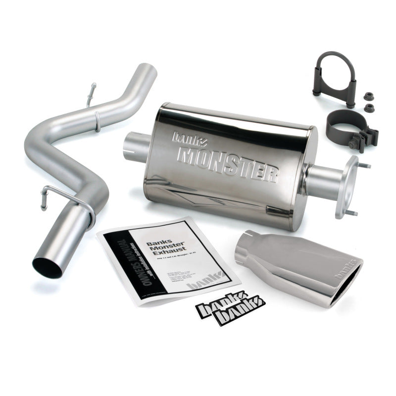 Banks Power 04-06 Jeep 4.0L Wrangler Unlimited Monster Exhaust Sys - SS Single Exhaust w/ Chrome Tip - eliteracefab.com