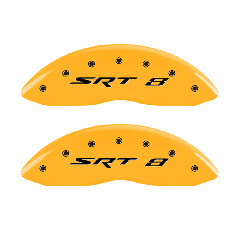 MGP 4 Caliper Covers Engraved Front & Rear SRT8 Yellow finish black ch MGP