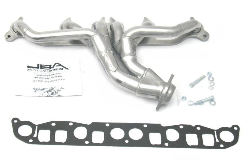 JBA 91-99 Jeep 4.0L 1-1/2in Primary Silver Ctd Cat4Ward Header JBA