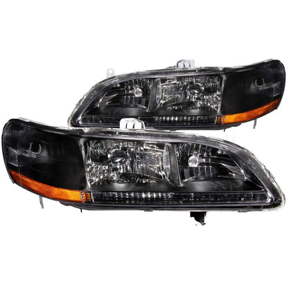 ANZO USA Honda Accord Crystal Headlights Black; 1998-2002 - eliteracefab.com