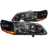 ANZO USA Honda Accord Crystal Headlights Black; 1998-2002