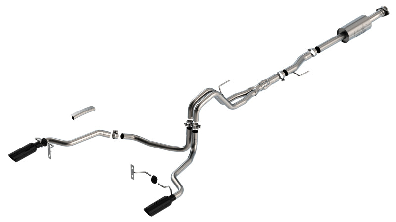 Borla F-150 2021 5.0L 4DR CC SB EC STB LARIAT/KR/PLATINM/LTD 3/2.25 SRE Cat-Back ATAK Black CHR Tips - eliteracefab.com