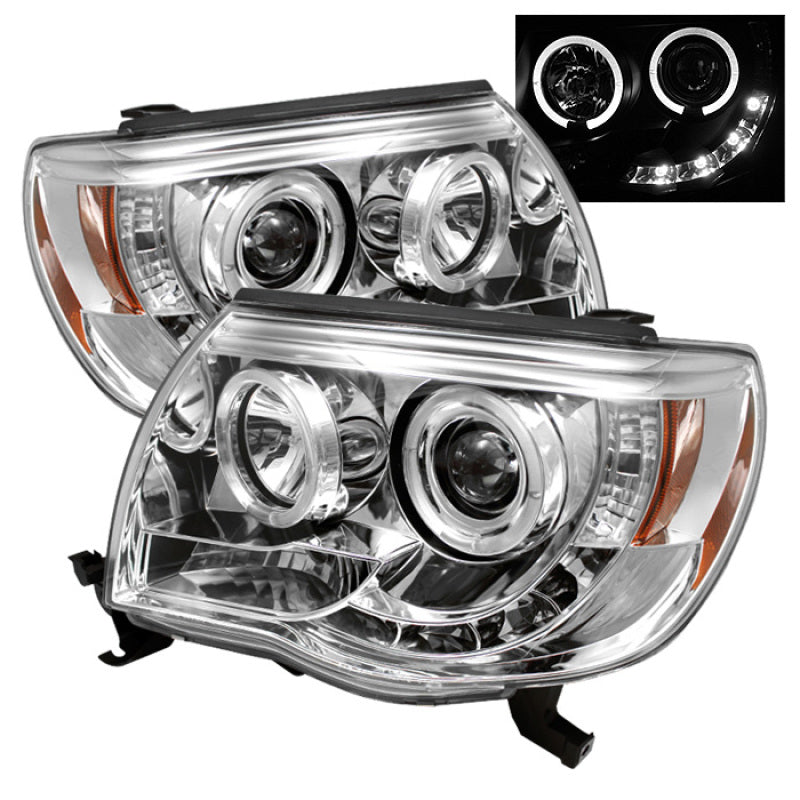 Spyder Toyota Tacoma 05-11 Projector Headlights LED Halo LED Chrome High H1 Low H1 PRO-YD-TT05-HL-C - eliteracefab.com