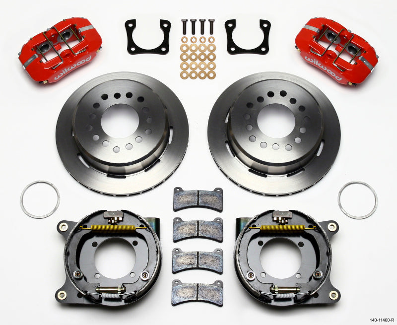 Wilwood Dynapro Low-Profile 11.00in P-Brake Kit - Red Chevy 12 Bolt Spcl 2.81in Off Stag Mount Wilwood