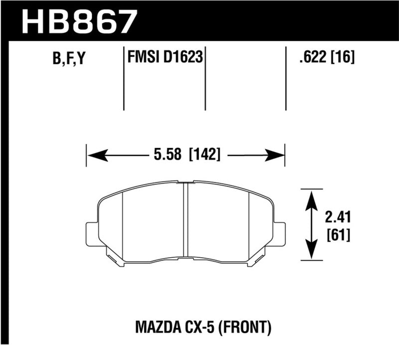 Hawk Performance HPS 5.0 Front Brake Pads - HB867B.622