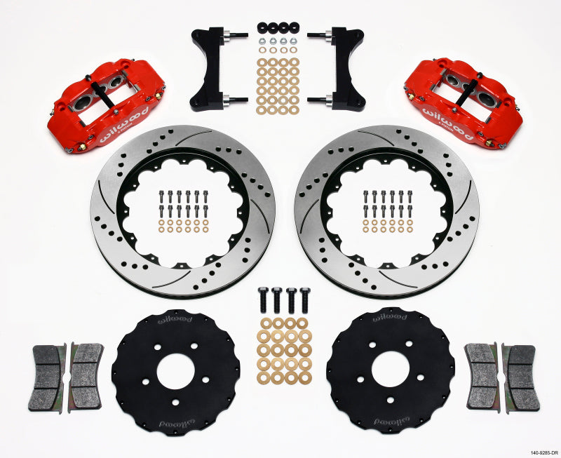 Wilwood Narrow Superlite 6R Front Hat Kit 14.00in Drilled Red Mitsubishi EVO VIII Wilwood