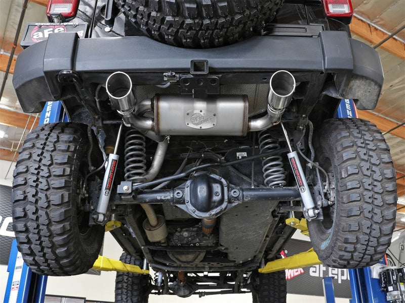 aFe Rebel Series 2.5in 409 SS Axle-Back Exhaust w/Polished Tips 07+ Jeep Wrangler (JK) V6 3.6L/3.8L - eliteracefab.com