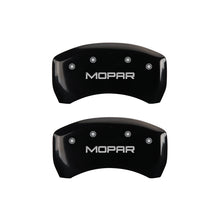 Load image into Gallery viewer, MGP 4 Caliper Covers Engraved Front &amp; Rear MOPAR Black finish silver ch MGP