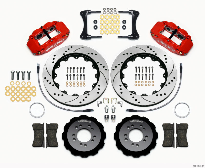 Wilwood Narrow Superlite 6R Front Hat Kit 14.00in Drilled Red 2008-up Hyundai Genesis Coupe w/Lines Wilwood