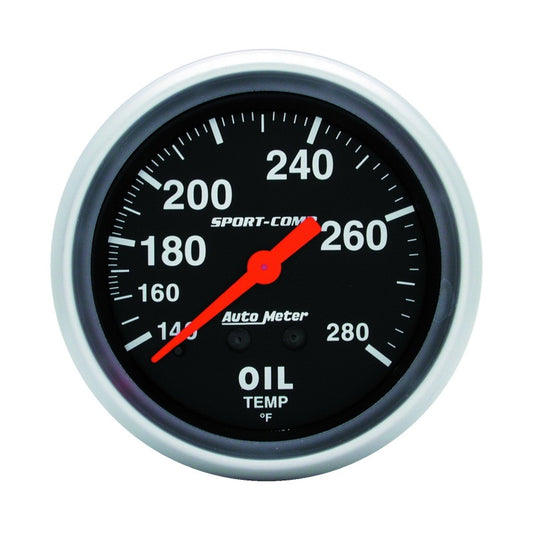 Autometer Sport-Comp 66.7mm 140-280 Degree F PSI Mechanical Oil Temperature Gauge 3441
