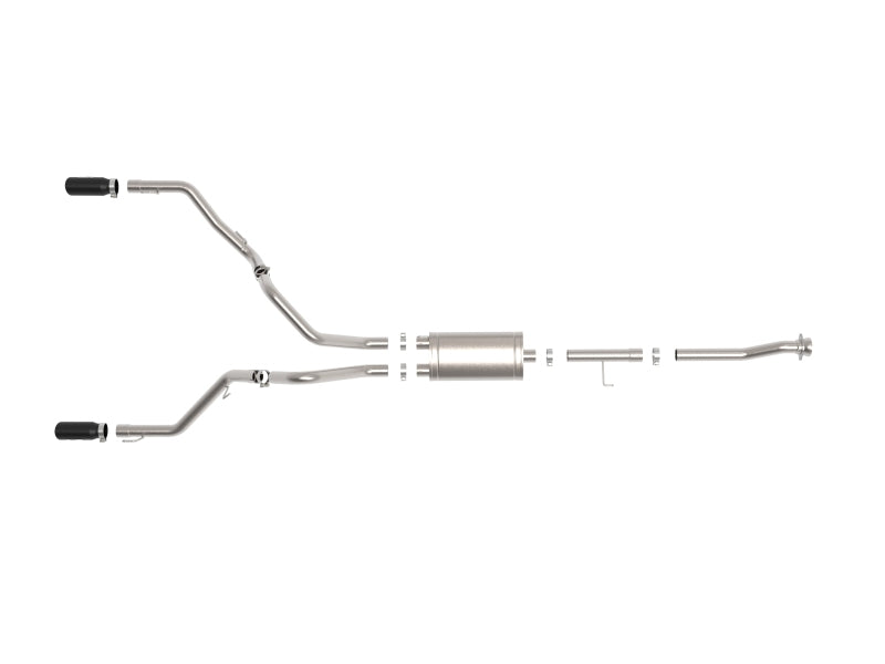 aFe Vulcan 3in 304 SS Cat-Back Exhaust 2021 Ford F-150 V6 2.7L/3.5L (tt)/V8 5.0L w/ Black Tips aFe
