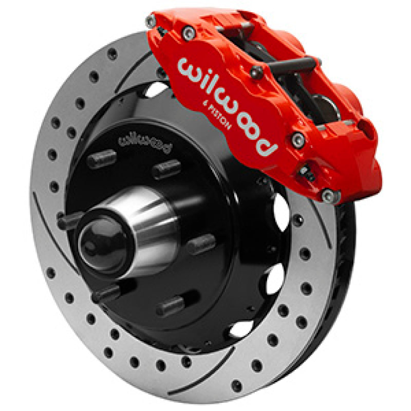 Wilwood 63-87 C10 CPP Spindle FNSL6R Front BBK 13in Drilled/Slotted 6x5.5 BC - Red Wilwood