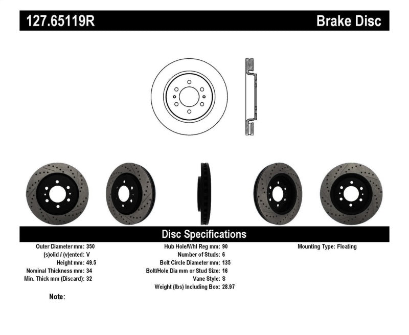 StopTech Slotted & Drilled Sport Brake Rotor - eliteracefab.com